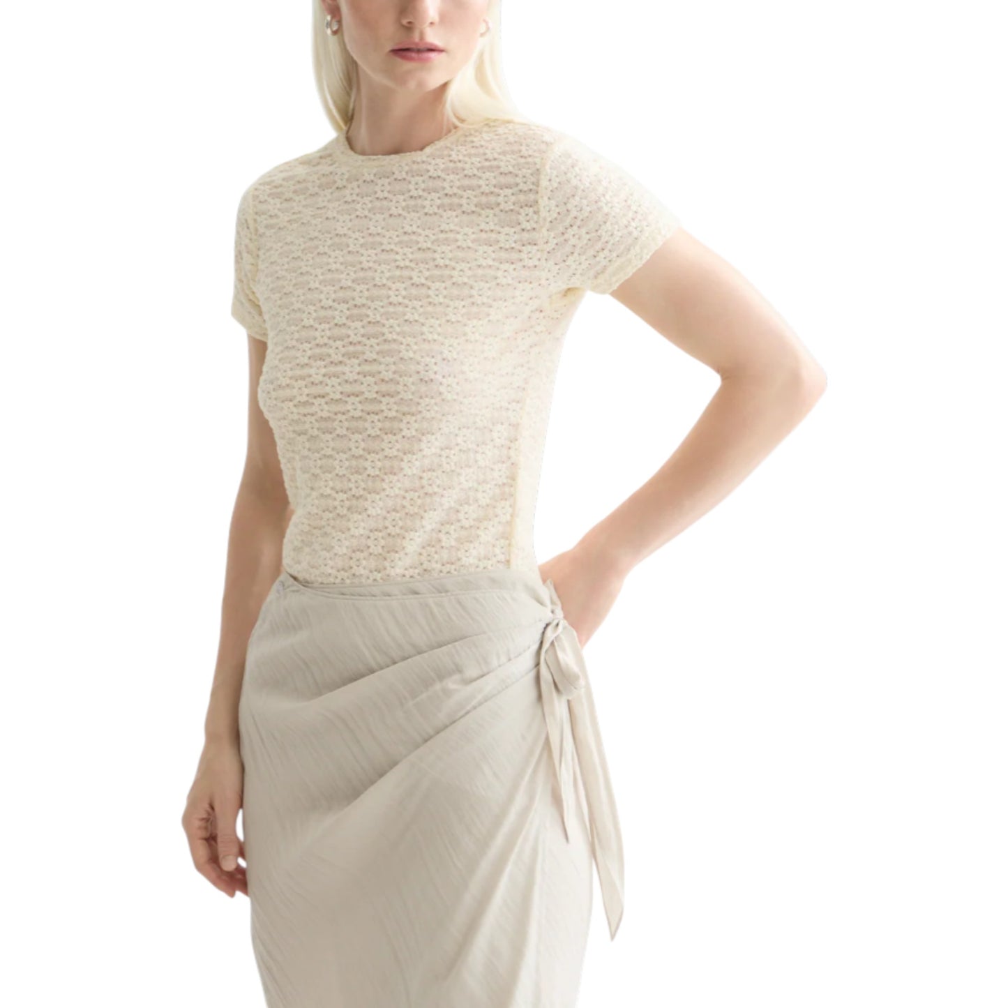 Ethereal Flora: The Open-Work Lace Tee
