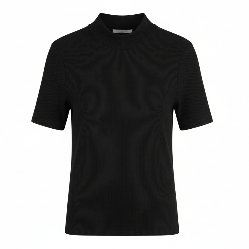The Second Skin: Essentials Mock Neck Ribbed Tee