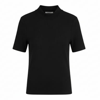 The Second Skin: Essentials Mock Neck Ribbed Tee