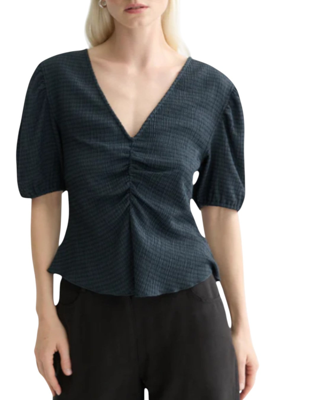 SCULPTED NAVY: THE RHYTHMIC STRIPE BLOUSE