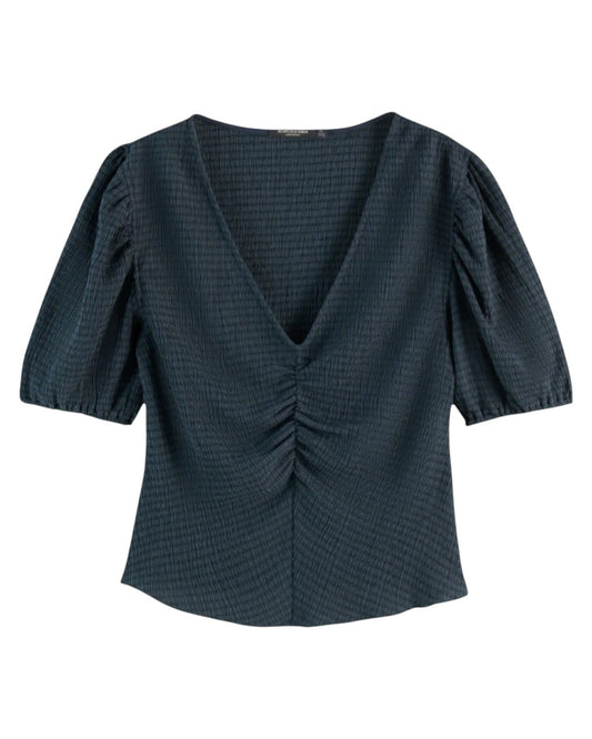 SCULPTED NAVY: THE RHYTHMIC STRIPE BLOUSE