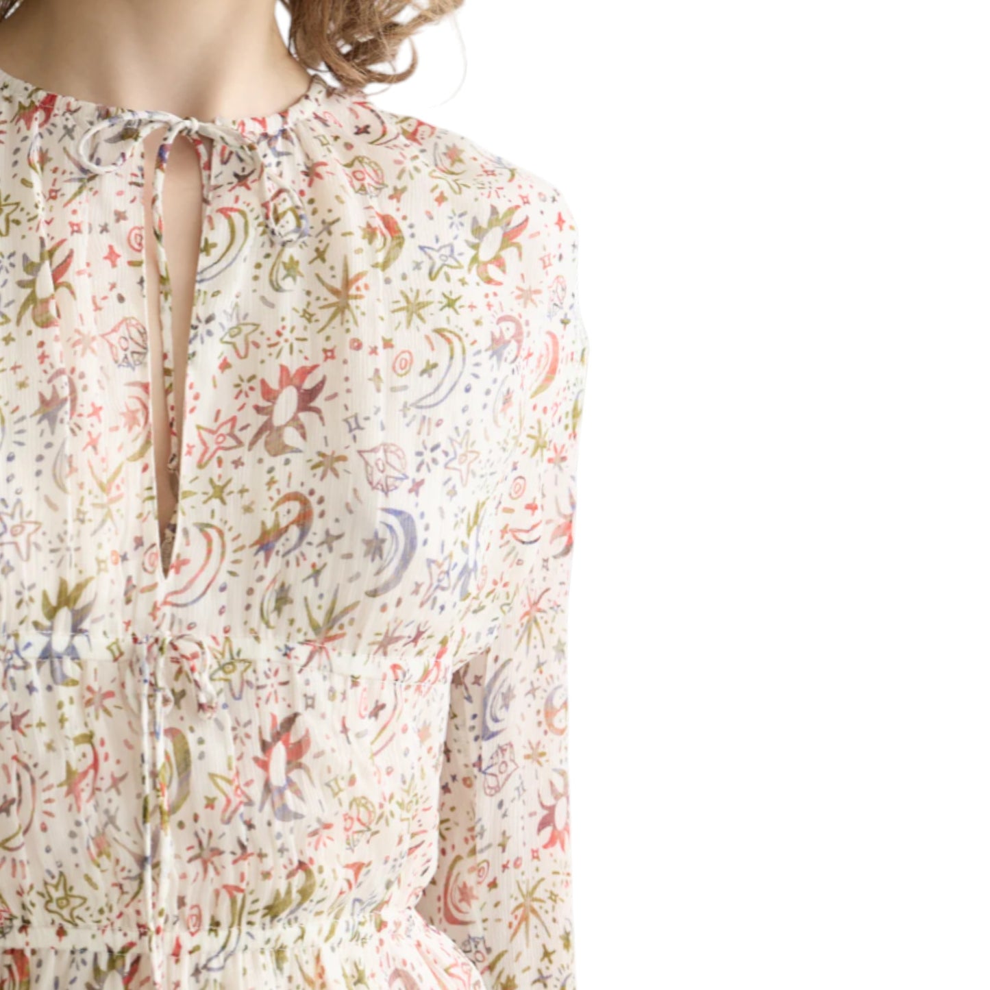 Celestial Canvas: The Hand-Painted Tied Blouse