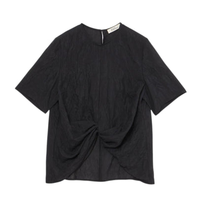 Sculptural Shadow: The Silk Crinkle Cross Blouse