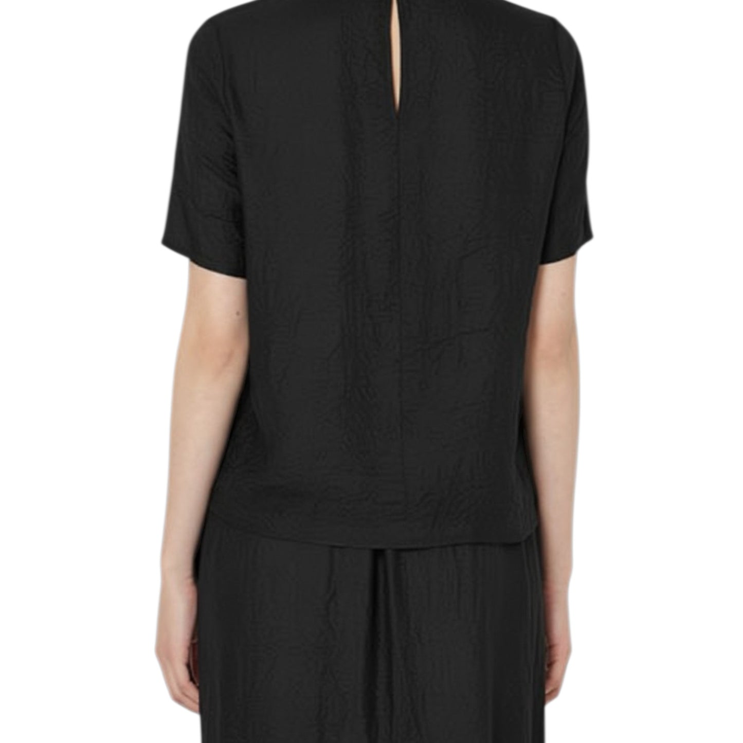 Sculptural Shadow: The Silk Crinkle Cross Blouse