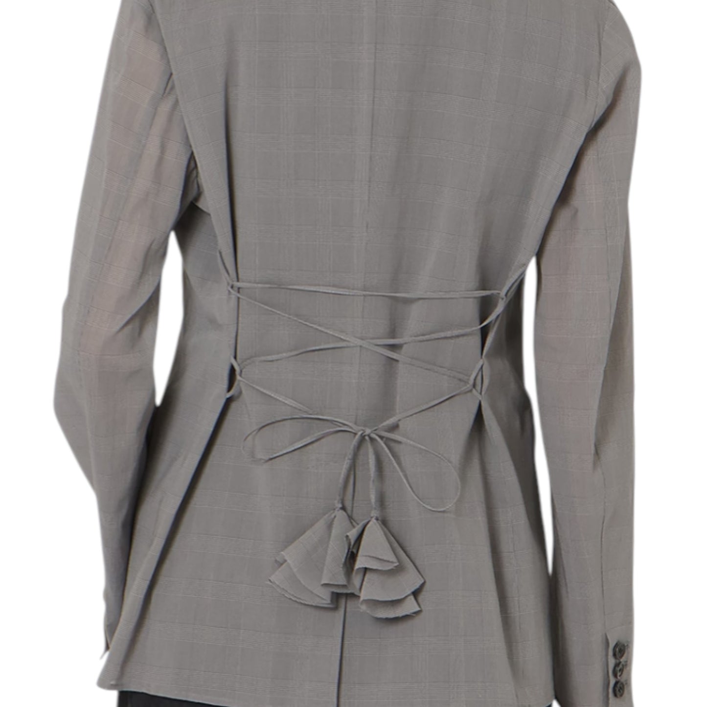 Ethereal Plaid: The Sheer Back-Lace Symphony