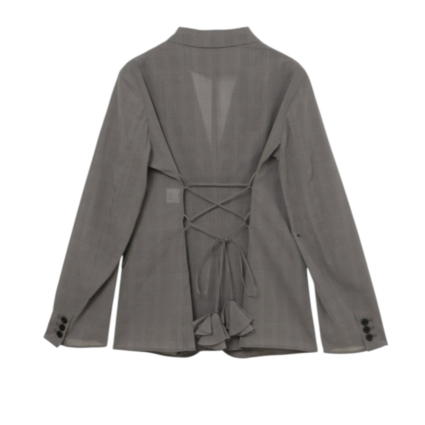 Ethereal Plaid: The Sheer Back-Lace Symphony