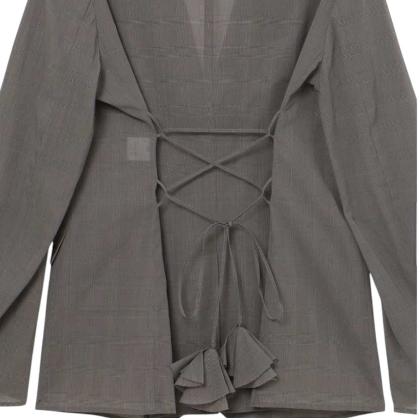 Ethereal Plaid: The Sheer Back-Lace Symphony