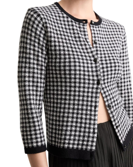 BREEZY GEOMETRY: THE GINGHAM KNIT CARDIGAN
