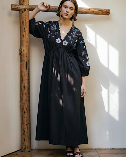 MIDNIGHT GARDEN EMBROIDERY: THE ROMANTIC MAXI