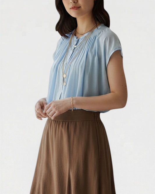 AZURE BREEZE AND LUXURIOUS GATHERS: THE ESSENTIAL BOIL SHIRT