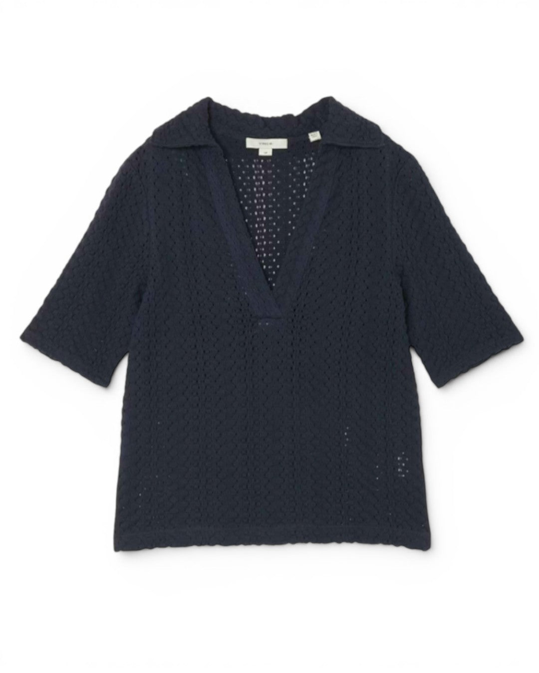VINCE コットンニットポロ レースニット ネイビー | 本八幡セレクト