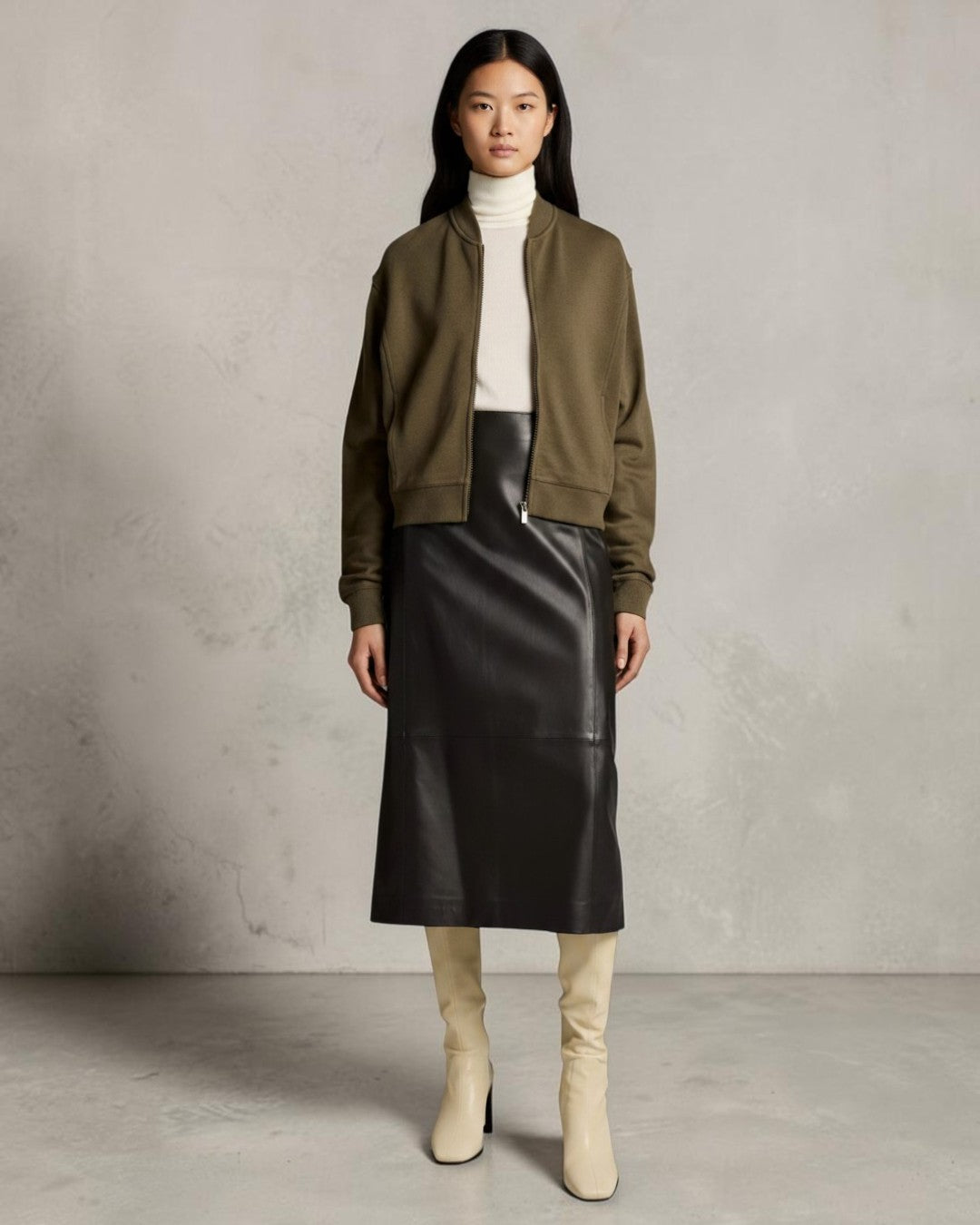 ARCHITECTURAL FLUIDITY: PONTE KNIT BOMBER