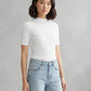 SILENT SOPHISTICATION: MOCK NECK RIBBED T-SHIRT