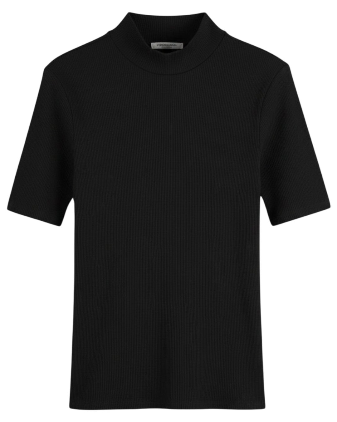 SILENT SOPHISTICATION: MOCK NECK RIBBED T-SHIRT