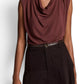 FLUID ELEGANCE: DRAPED COWL-NECK JERSEY TOP