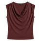 FLUID ELEGANCE: DRAPED COWL-NECK JERSEY TOP