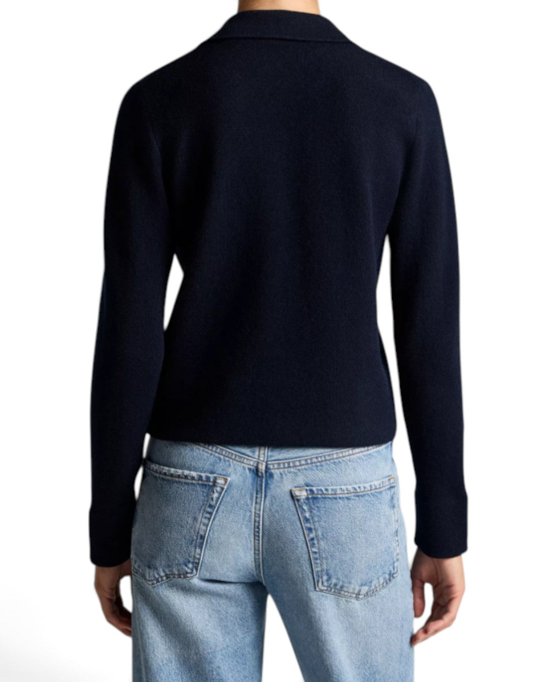 TAILORED COMFORT: NOTCH-COLLAR DOUBLE-FACE CARDIGAN