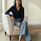 TAILORED COMFORT: NOTCH-COLLAR DOUBLE-FACE CARDIGAN