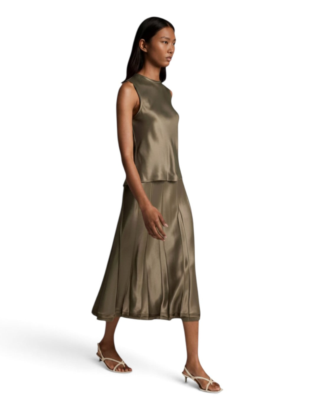 FLUID SATIN & RAW ETIQUETTE: RAW-EDGE SATIN SKIRT