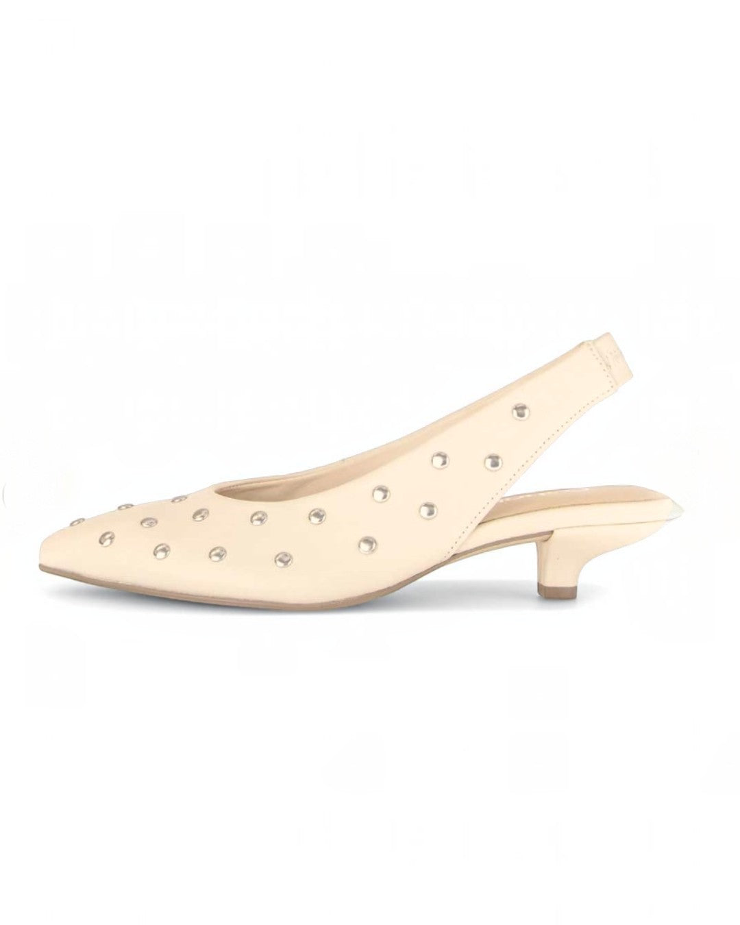 LUMINOUS ELEGANCE & GERMAN CRAFTSMANSHIP: STUDDED SLINGBACK PUMPS (WHITE)