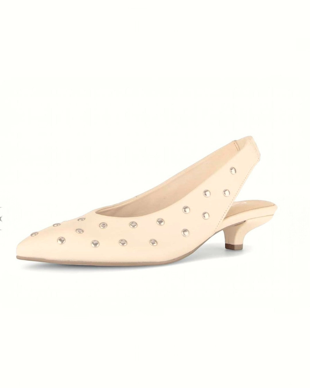 LUMINOUS ELEGANCE & GERMAN CRAFTSMANSHIP: STUDDED SLINGBACK PUMPS (WHITE)