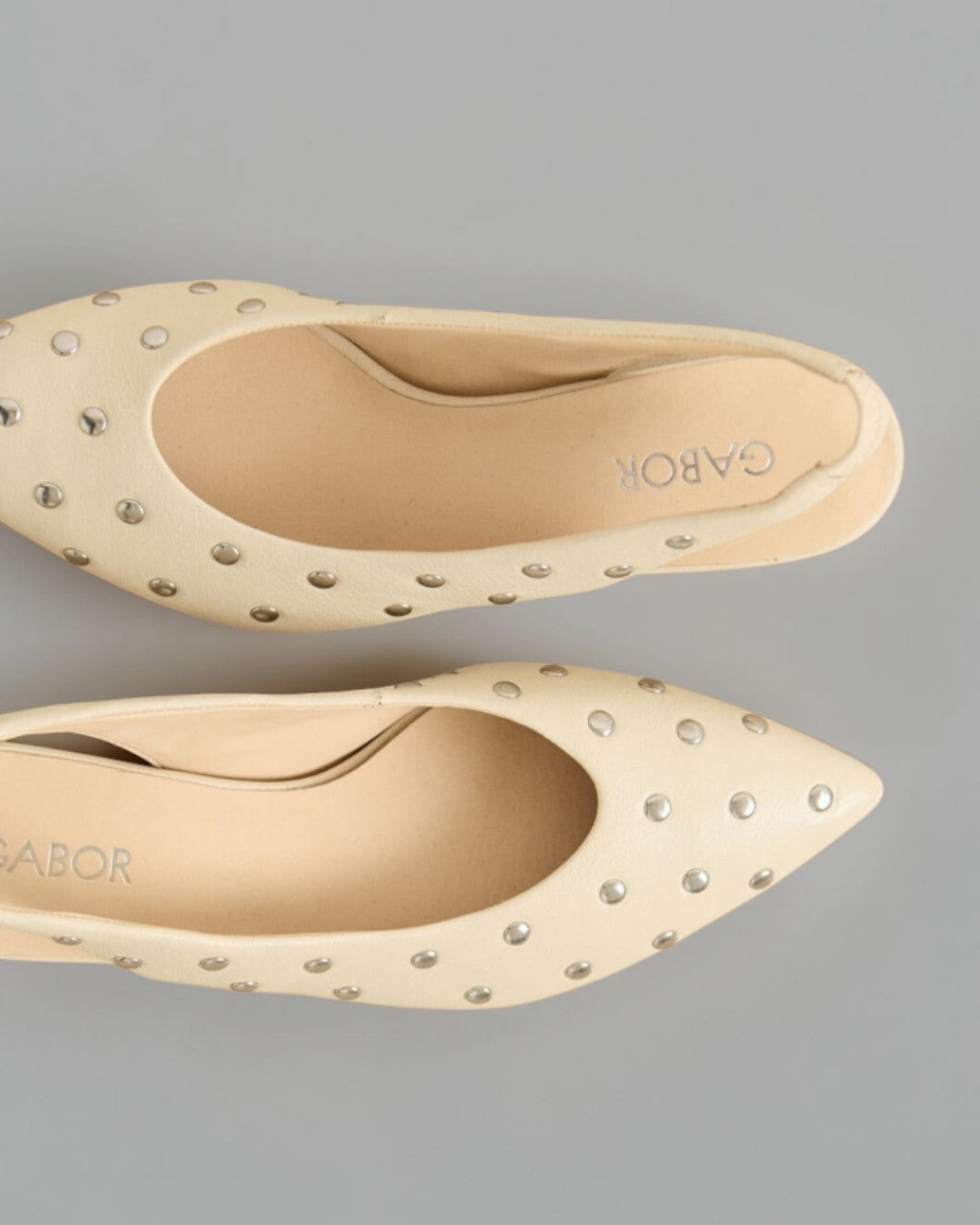 LUMINOUS ELEGANCE & GERMAN CRAFTSMANSHIP: STUDDED SLINGBACK PUMPS (WHITE)