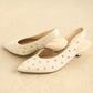 LUMINOUS ELEGANCE & GERMAN CRAFTSMANSHIP: STUDDED SLINGBACK PUMPS (WHITE)
