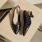 CHIC NOIR & GERMAN CRAFTSMANSHIP: STUDDED SLINGBACK PUMPS (BLACK)
