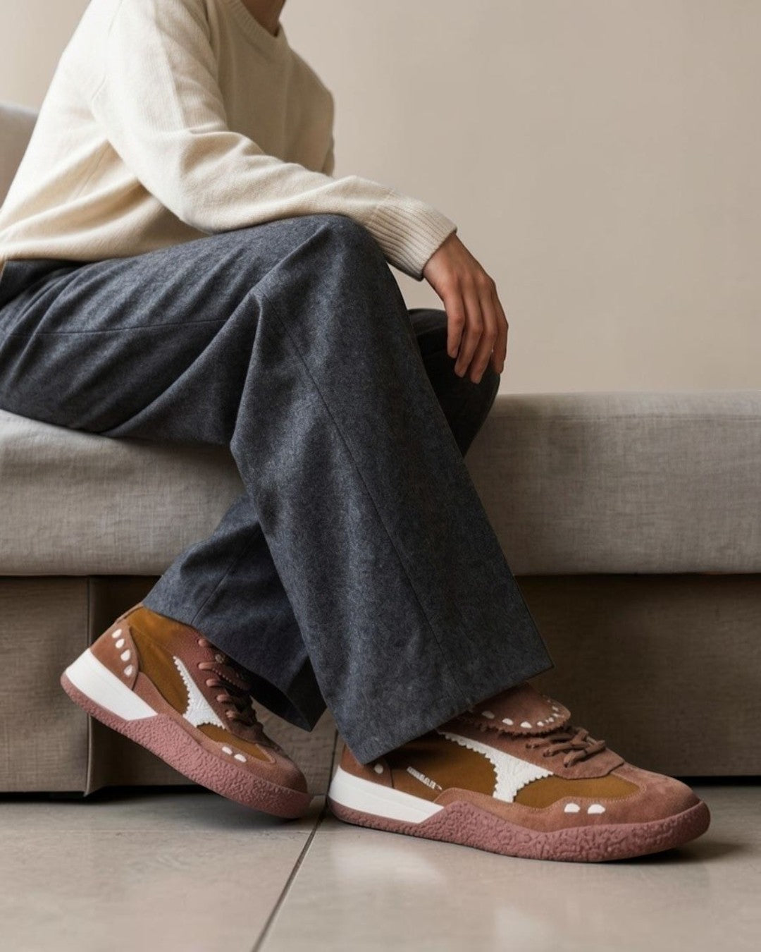 RETRO ELEGANCE & ITALIAN TOUCH: SUEDE STITCH SNEAKERS