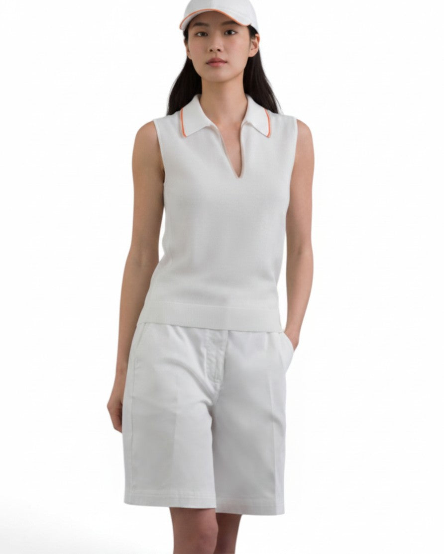 SPORTY ELEGANCE & TECHNICAL INNOVATION: SLEEVELESS POLO VEST "SHANQIN-CRE"