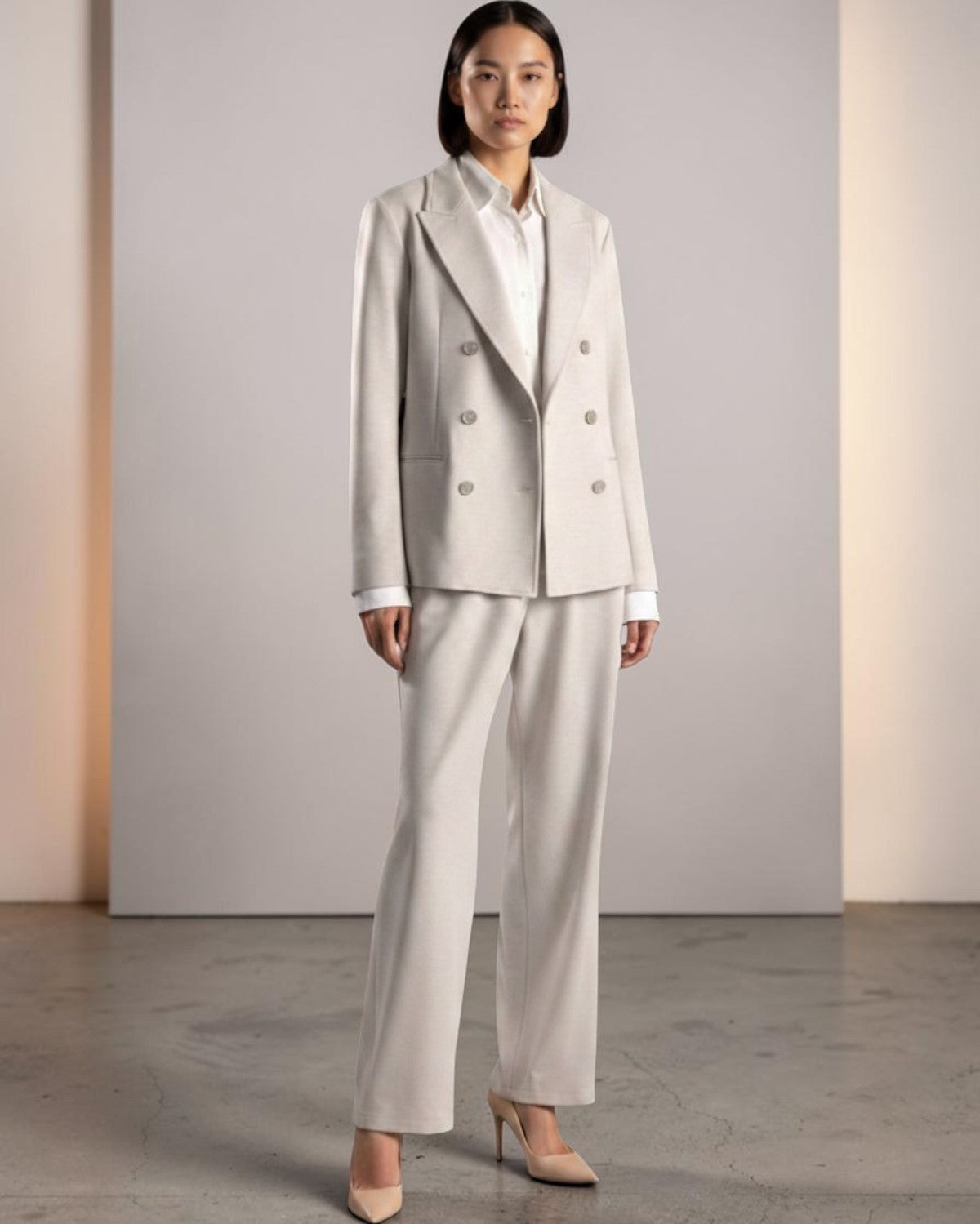 EFFORTLESS ELEGANCE & TAILORED SOFTNESS: HERRINGBONE DOUBLE-BREASTED JACKET "ALERIA-PAR"