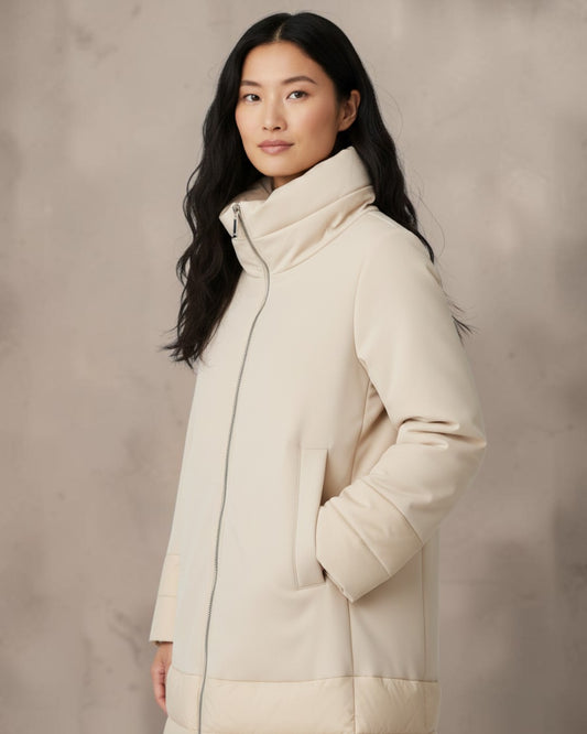 PURE LUXURY & ITALIAN SILHOUETTE: CASHMERE WOOL DOWN COAT "SORAYA-LE"