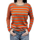 PLUS PLUS ボーダー柄クルーネックコットンニット Orange/Mocha | Boutique HANAYA