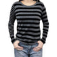 PLUS PLUS ボーダー柄クルーネックコットンニット Gray/Black | Boutique HANAYA