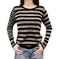 PLUS PLUS ボーダー柄クルーネックコットンニット Black/Mocha | Boutique HANAYA