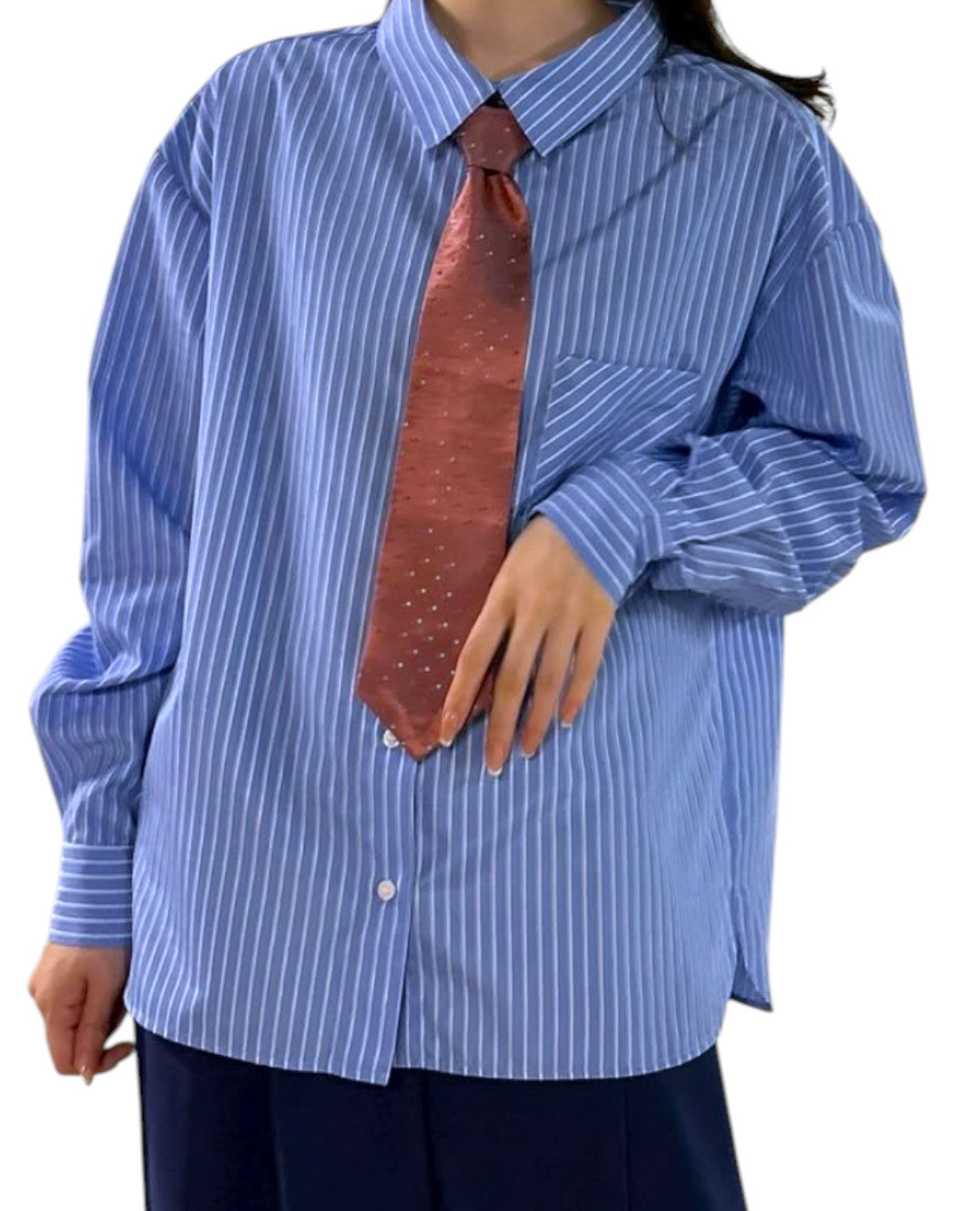 VERSATILE MANNISH CHARM: DETACHABLE TIE STRIPE SHIRT
