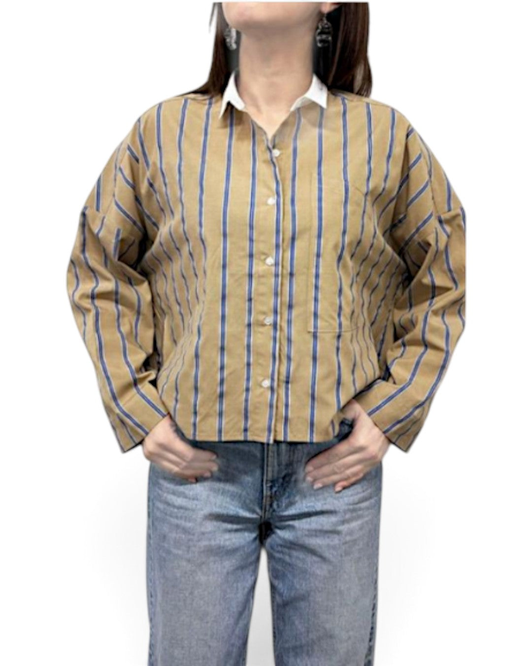 CLEAN CLERIK & EMBROIDERED BACK STORY: STRIPE CLERIK SHIRT