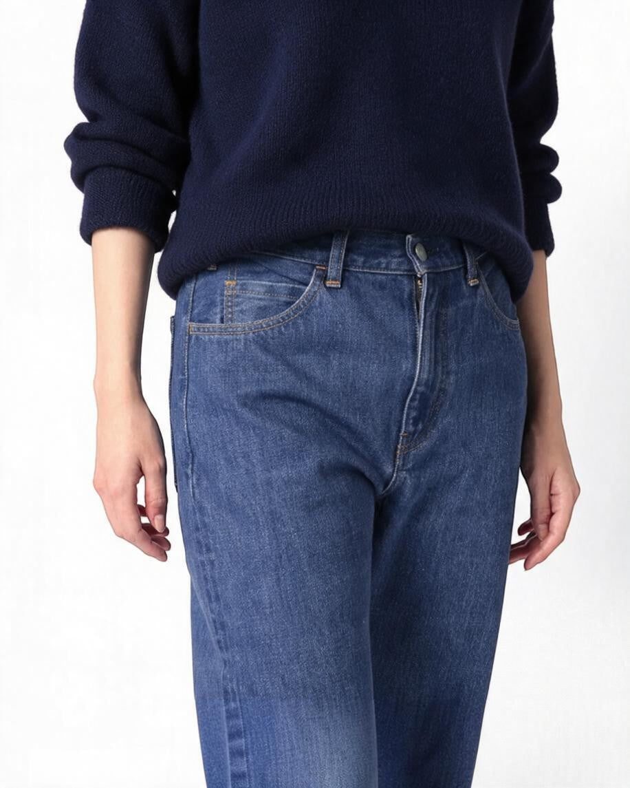 J.B. ATTIRE CHAMBERY DENIM FADE フロントボタンとポケットのディテール