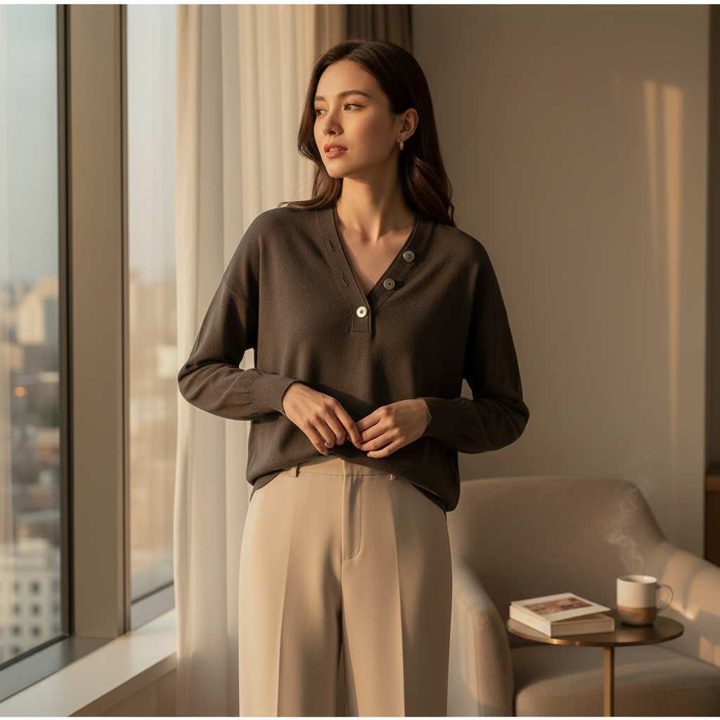 THE PRISTINE WEAVE: ITALIAN COTTON V-NECK SWEATER