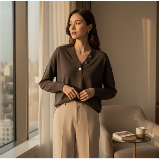 THE PRISTINE WEAVE: ITALIAN COTTON V-NECK SWEATER