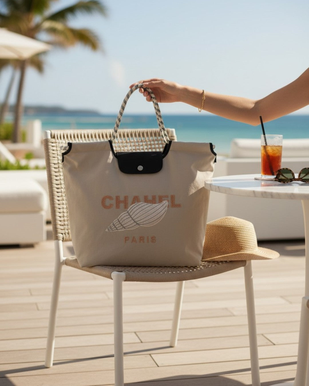 CHIC DES PLAGES PARIS: THE CONCH SHELL EMBROIDERY TOTE