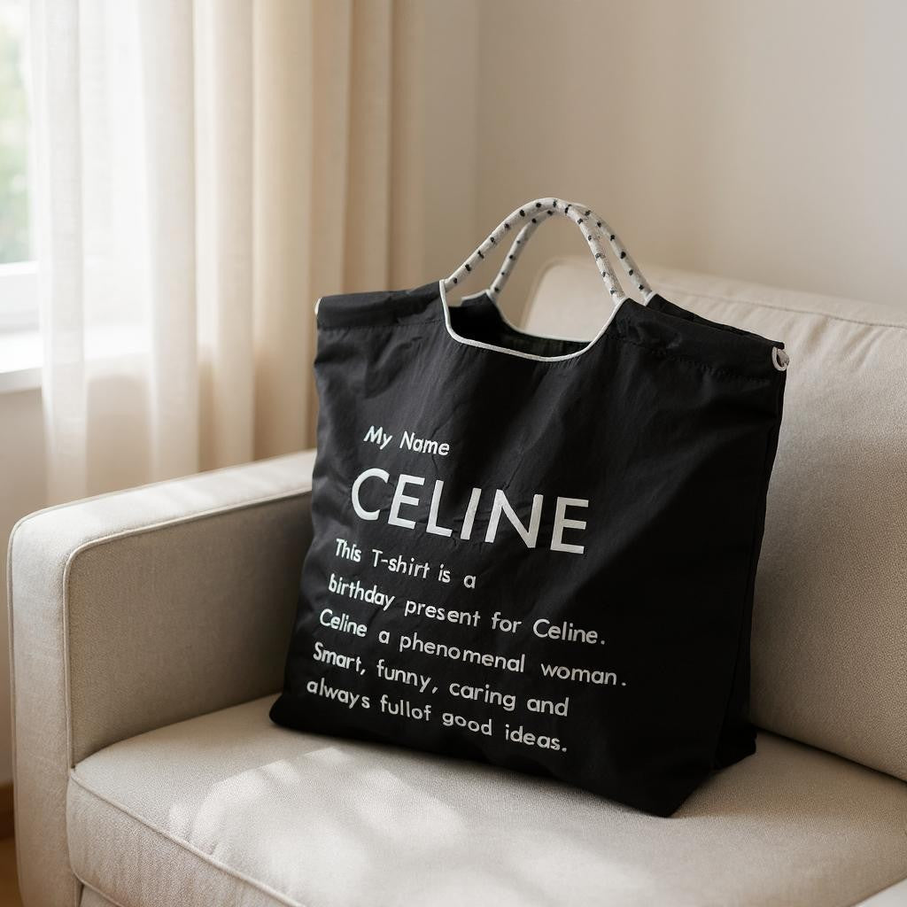Essence of Celine: Personalized Message Lightweight Shopping Bag