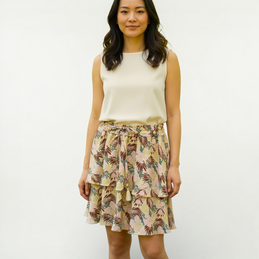 Botanical Print Tiered Skirt