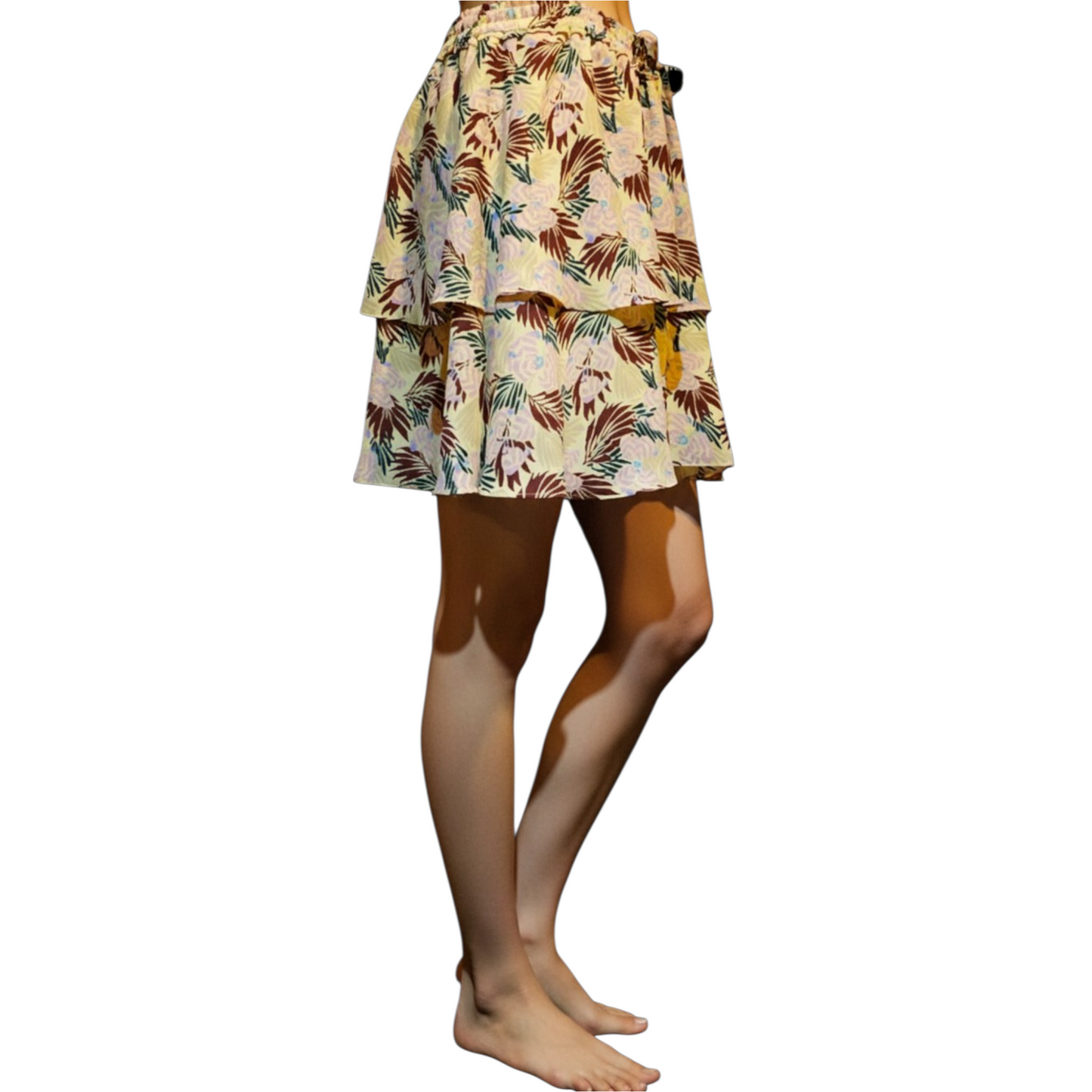 Botanical Print Tiered Skirt