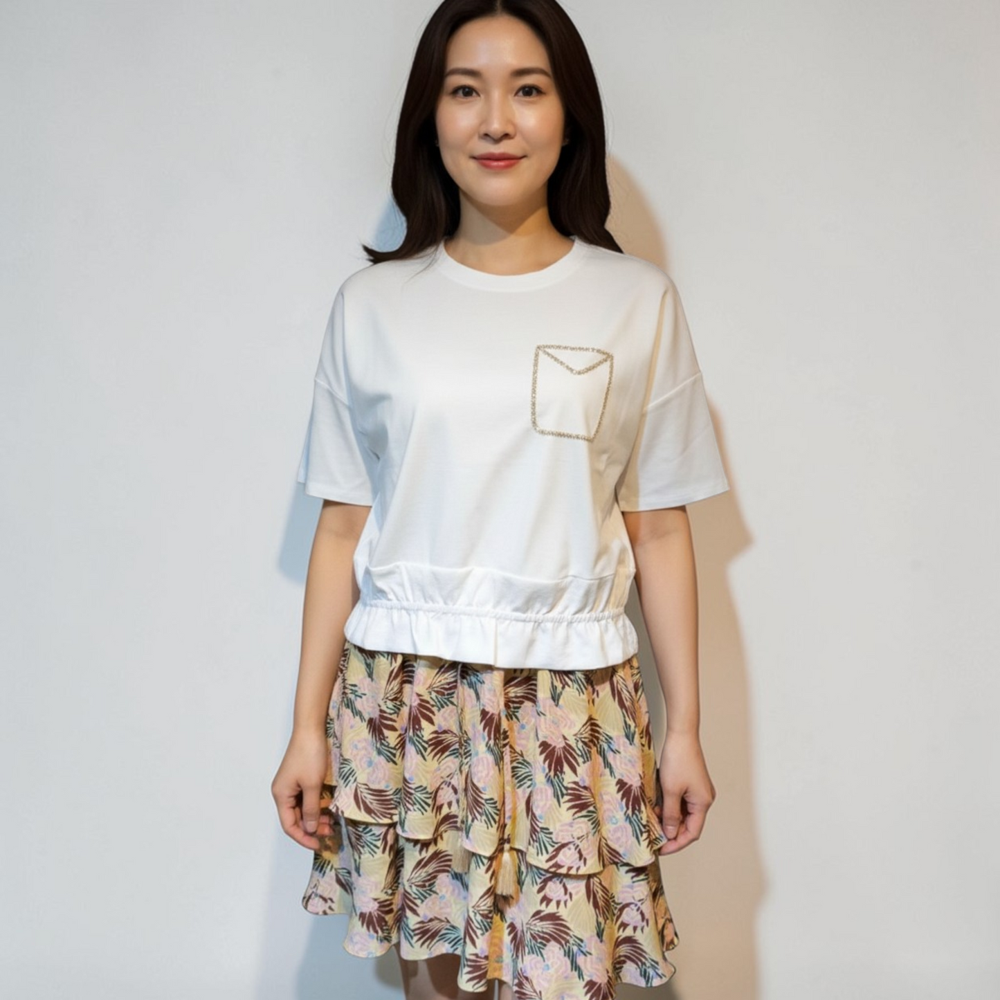 Botanical Print Tiered Skirt