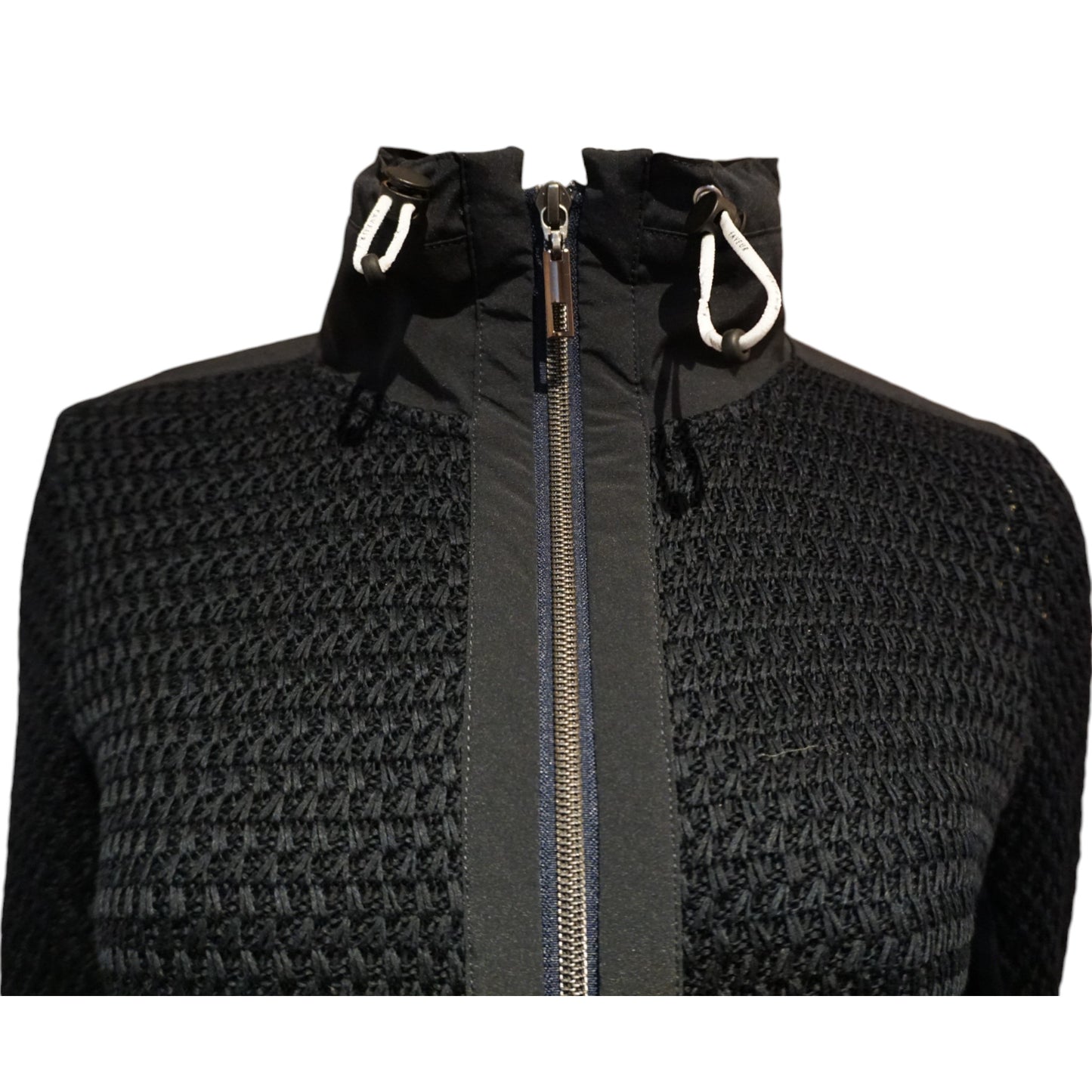 Zip Through Openwork Knitted Jacket