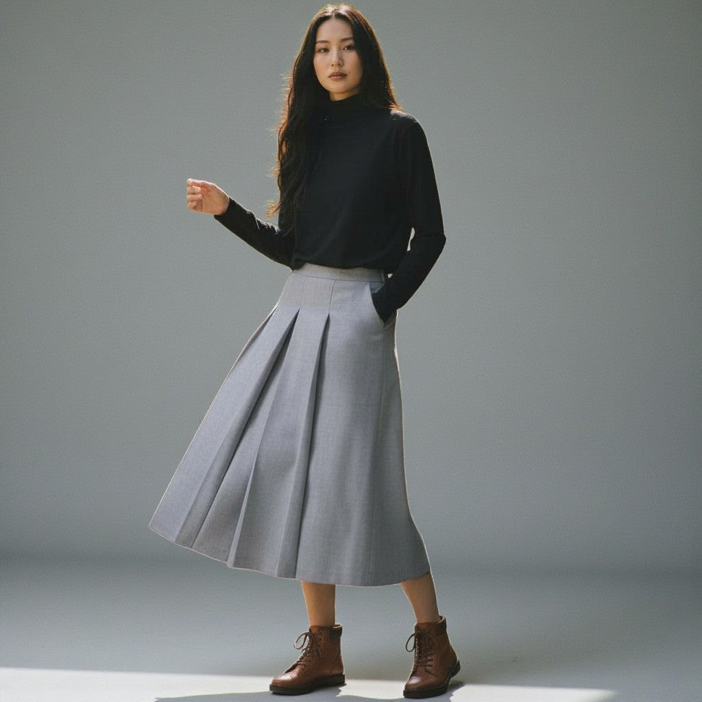 The Forever Pleats: Domestic Wool Cupra Skirt
