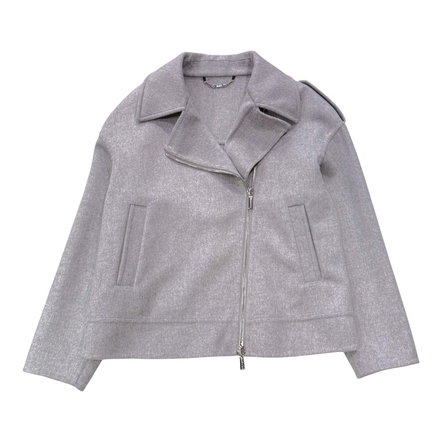 The Silver Radiance: 3-Way Cashmere Wool Biker Masterpiece