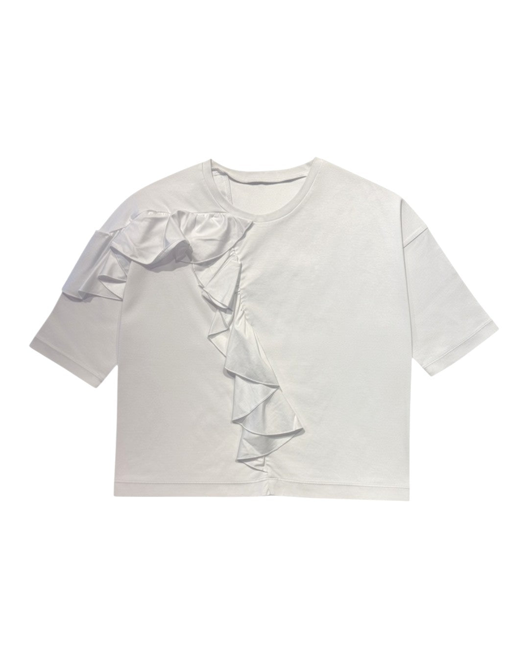 SCULPTED RUFFLE DYNAMICS: CREW NECK RUFFLE TEE