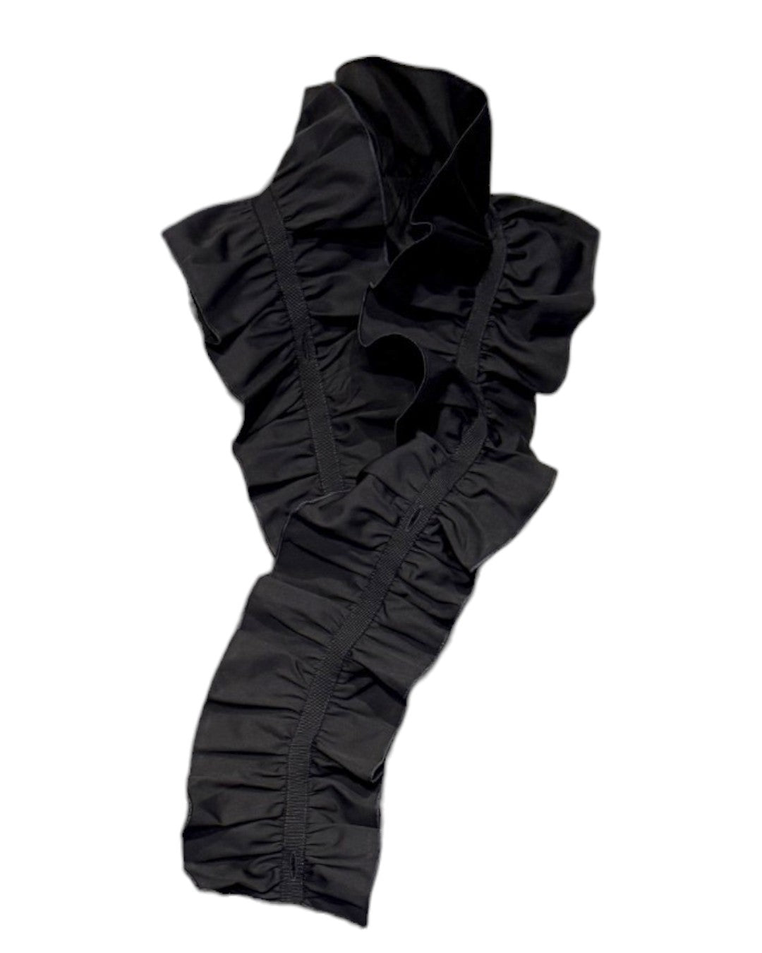 DUAL POETRY IN BLACK: DETACHABLE RUFFLE BROADCLOTH BLOUSE